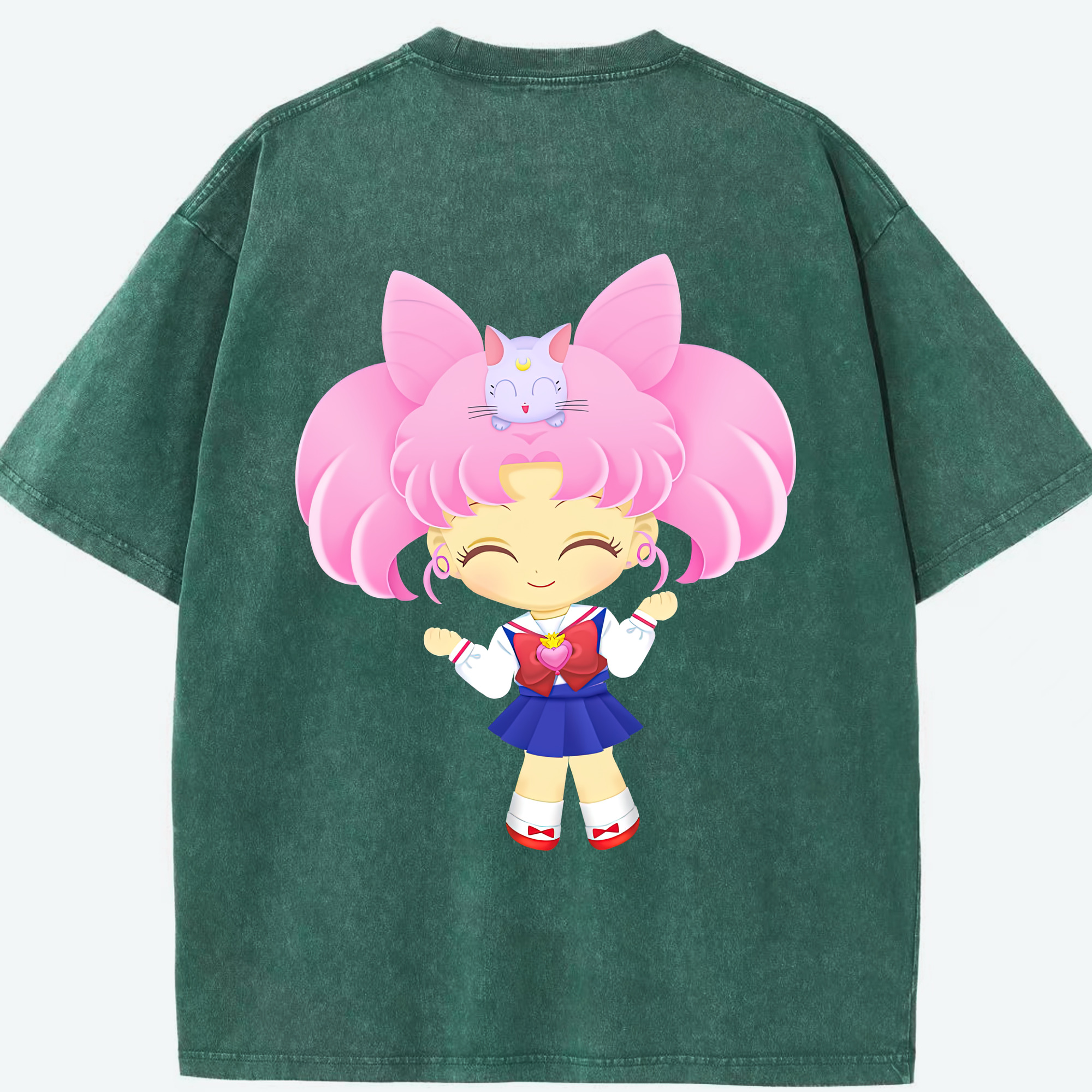 （画像用） 美少女戦士セーラームーン ちびうさ Sailor Moon Chibiusa Tsukino Usagi Small Lady Serenity 綿100% ヴィンテージ風 半袖Tシャツ（背面プリント）
